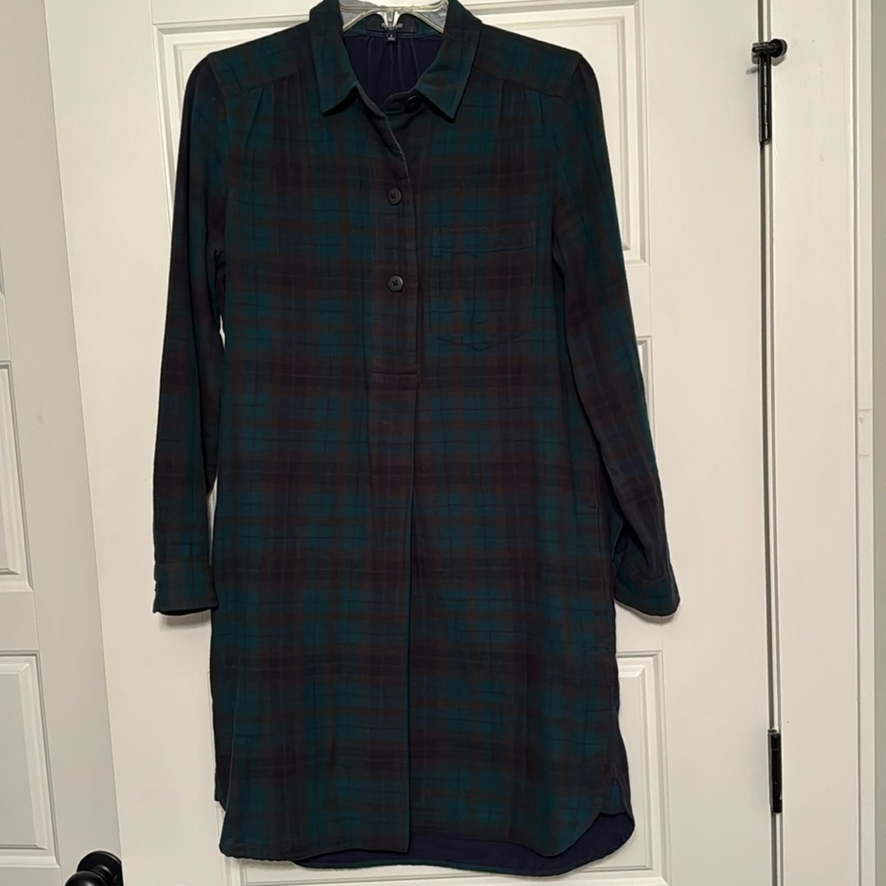 Madewell Plaid Flannel Button Down Shirt Dress size small